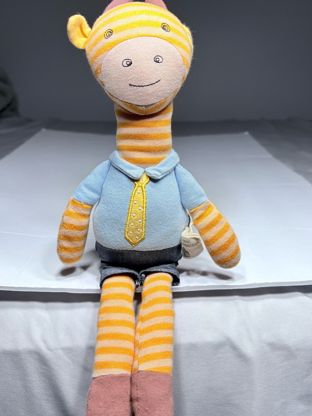 Striped Yellow & Blue Giraffe Plush Toy - Soft Cuddly Stuffed Animal